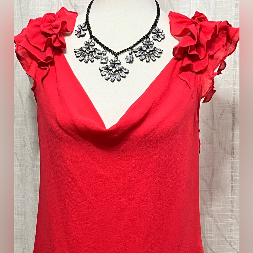 Leifsdottir Coral Silk Ruffle Sleeve Blouse - Picture 6 of 6